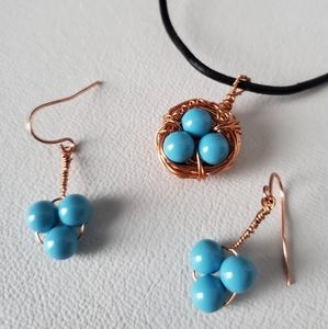 Robin's Nest pendant & earring set